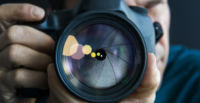 Camera lens up close