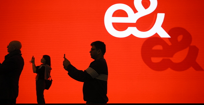 e& logo at mobile world congress 2024