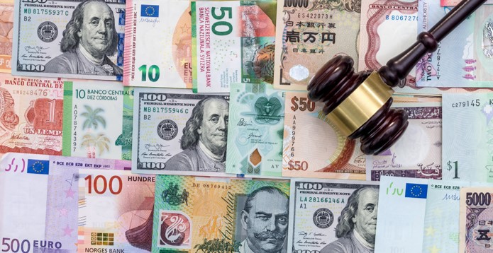 Card cash and judges gavel