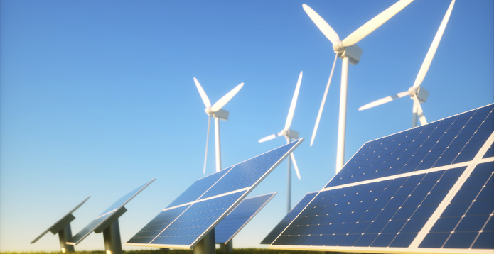 Solar panels and windfarm