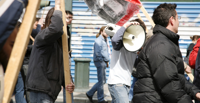 Protestors on street