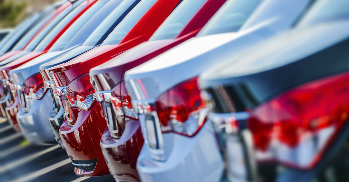 Line of brand new cars