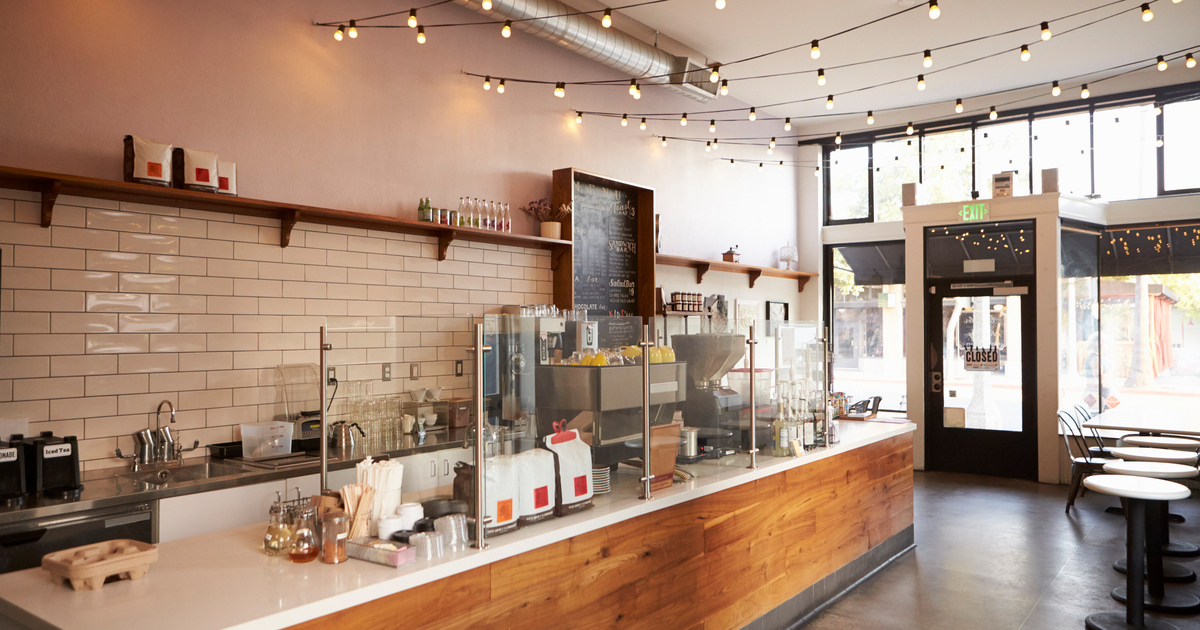 Empty cafe or bar interior, daytime